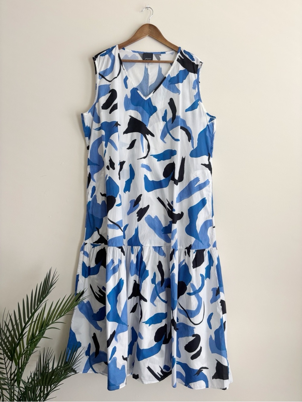 Marina Rinaldi Persona Blue Floral Tiered Sleeveless Maxi Dress Sz 18 - Picture 1 of 7